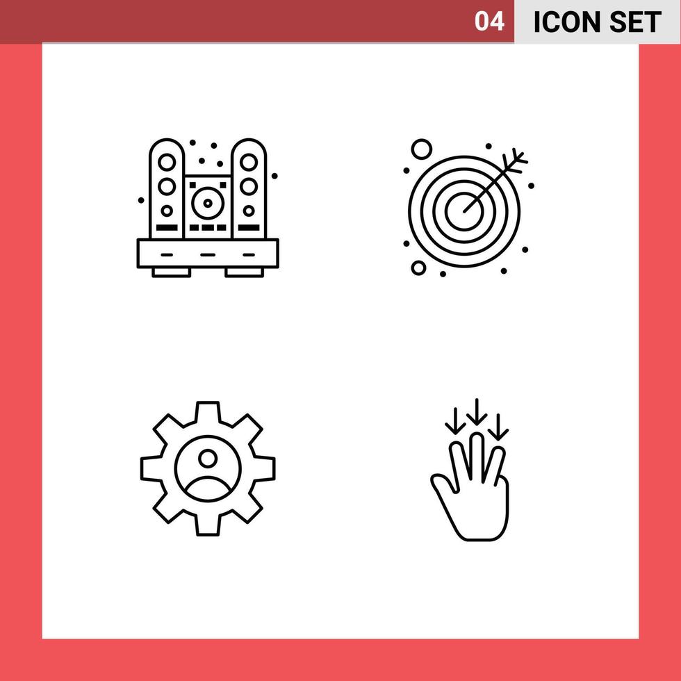 User Interface Pack of 4 Basic Filledline Flat Colors of desk controls living goal use Editable Vector Design Elements