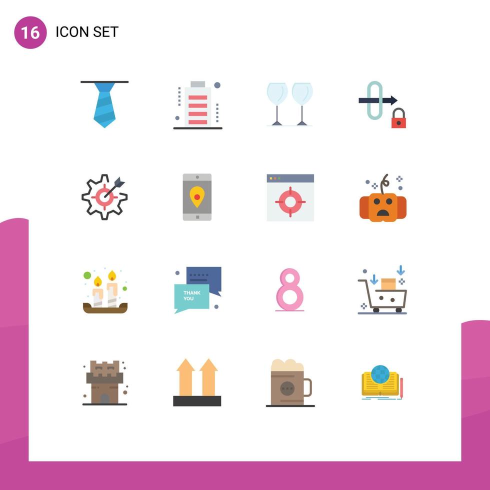 paquete de iconos de vector de stock de 16 signos y símbolos de línea para configurar gafas de enfoque configurar bloqueo paquete editable de elementos creativos de diseño de vectores