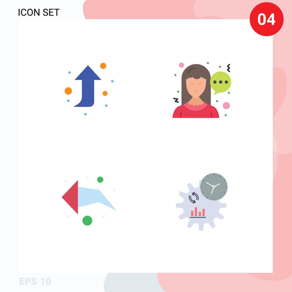 4 paquete de iconos planos de interfaz de usuario de signos y símbolos modernos de gestión de flechas de chat empresarial elementos de diseño vectorial editables vector