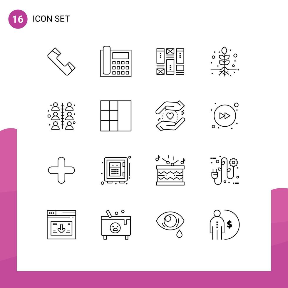 Editable Vector Line Pack of 16 Simple Outlines of relationship roots conversation root idea Editable Vector Design Elements