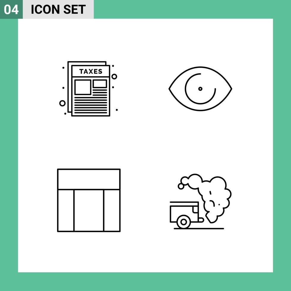 Group of 4 Filledline Flat Colors Signs and Symbols for document webpage taxes human website Editable Vector Design Elements