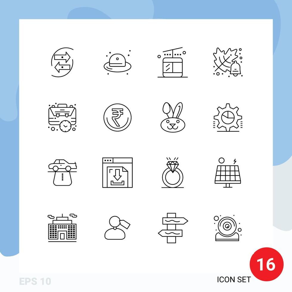 16 iconos creativos, signos y símbolos modernos de la escuela de negocios, sombrero, educación, viajes, elementos de diseño vectorial editables vector