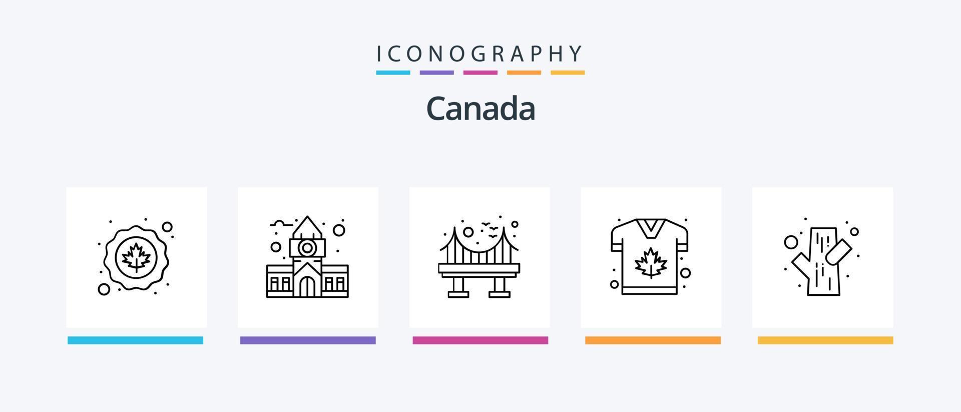 Canada Line 5 Icon Pack Including inukshuk. autumn. winter. snow. Creative Icons Design vector