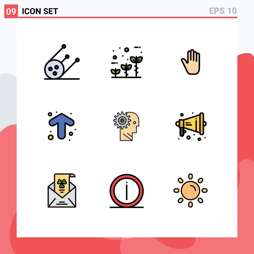 9 Creative Icons Modern Signs and Symbols of gear solution gestures direction arrows Editable Vector Design Elements