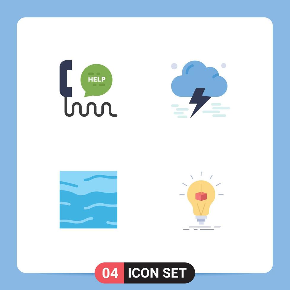 4 iconos planos universales firman símbolos de llamada clima contacto seguro mar elementos de diseño vectorial editables vector