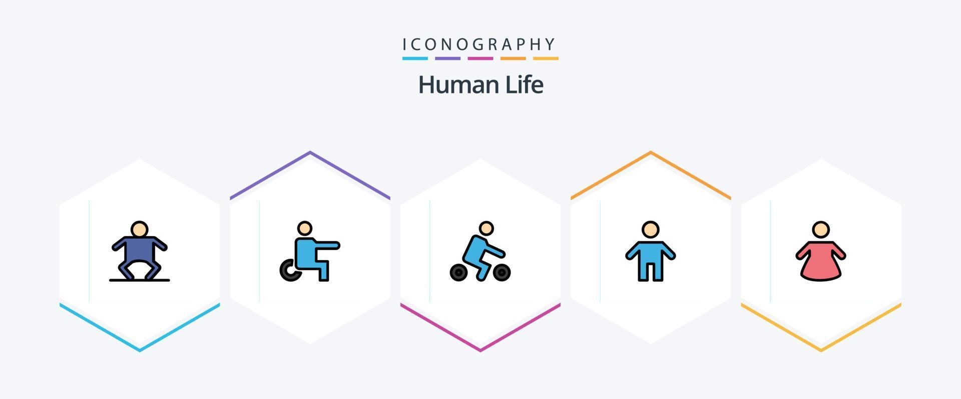 Human 25 FilledLine icon pack including . people. riding. people. family vector