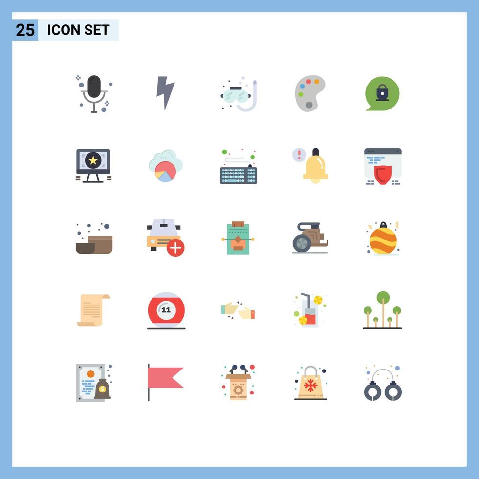 25 Creative Icons Modern Signs and Symbols of application lock scuba chat education Editable Vector Design Elements