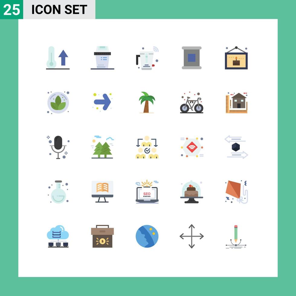 Group of 25 Flat Colors Signs and Symbols for birthday food trash canned wifi Editable Vector Design Elements