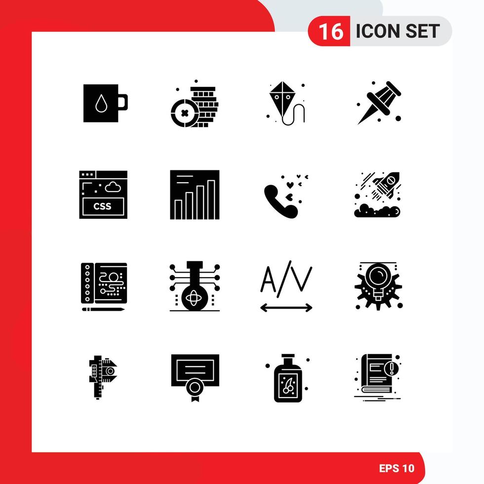 User Interface Pack of 16 Basic Solid Glyphs of graph style spring sheet school Editable Vector Design Elements