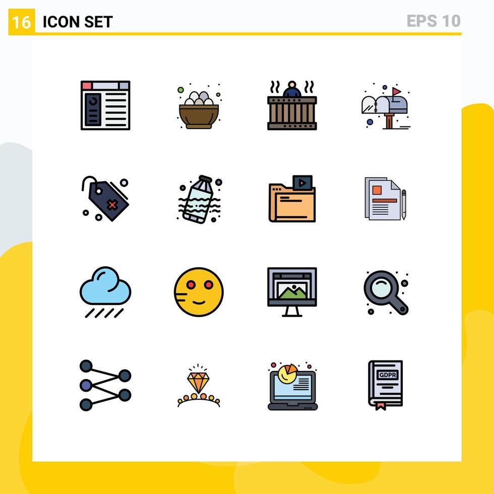 paquete de iconos de vector de stock de 16 signos y símbolos de línea para elementos de diseño de vector creativo editable de spa de caja de nido de carta postal