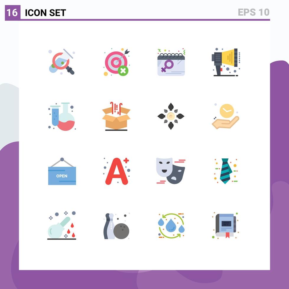 Universal Icon Symbols Group of 16 Modern Flat Colors of back to school megaphone wrong announce women Editable Pack of Creative Vector Design Elements