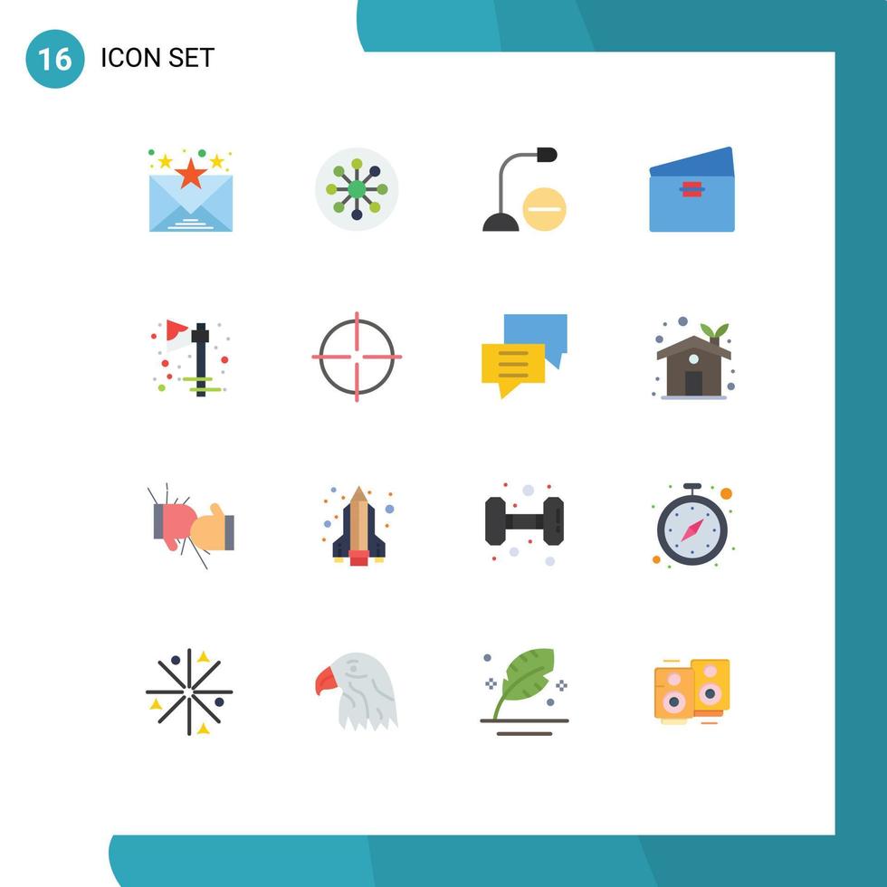16 User Interface Flat Color Pack of modern Signs and Symbols of shopping global computers debit microphone Editable Pack of Creative Vector Design Elements