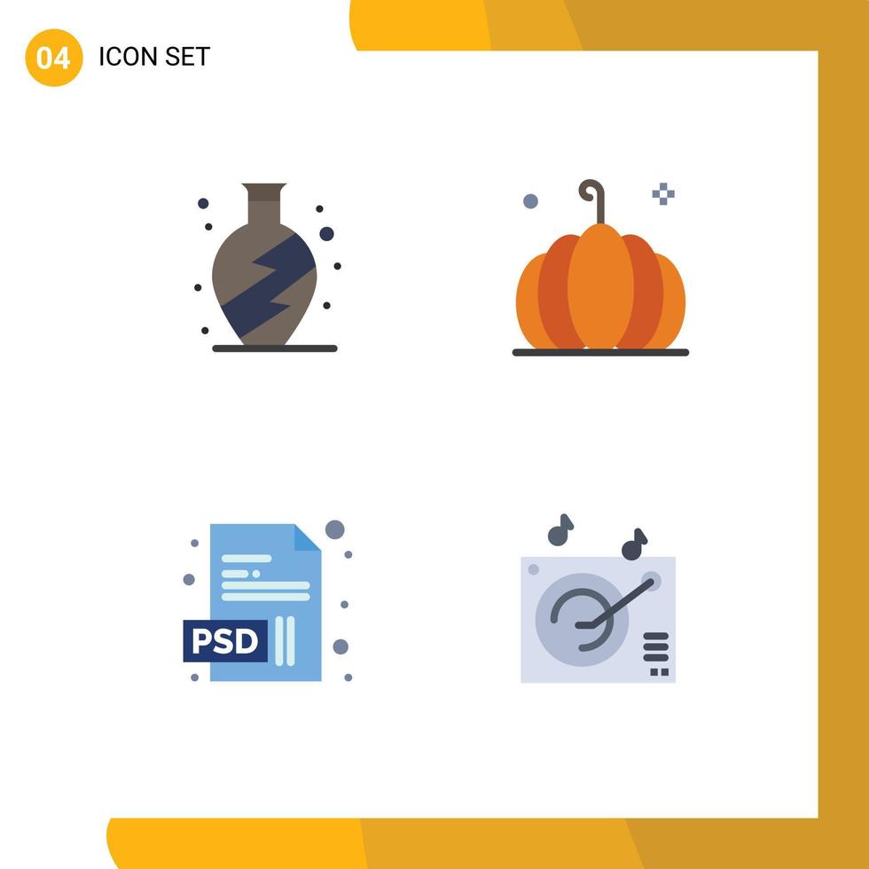 Stock Vector Icon Pack of 4 Line Signs and Symbols for home psd food vegetable gramophone Editable Vector Design Elements