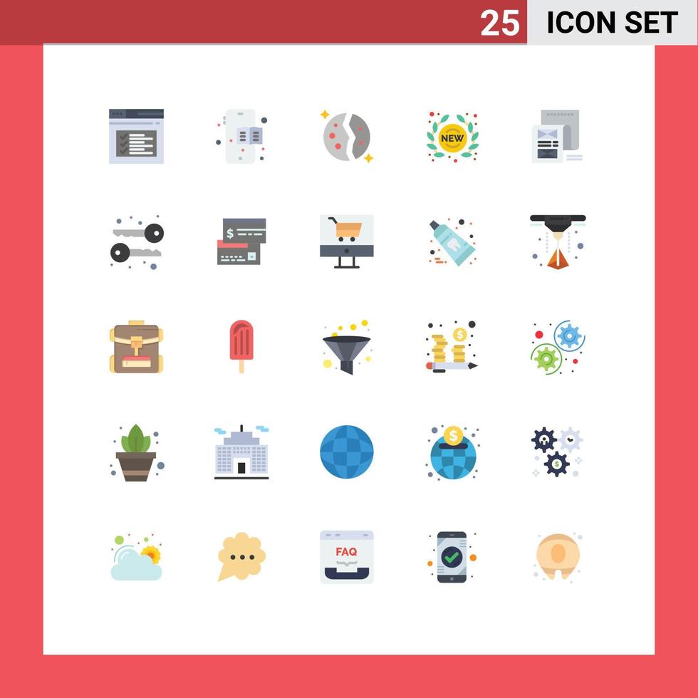 25 User Interface Flat Color Pack of modern Signs and Symbols of document sign destroyed sticker label Editable Vector Design Elements
