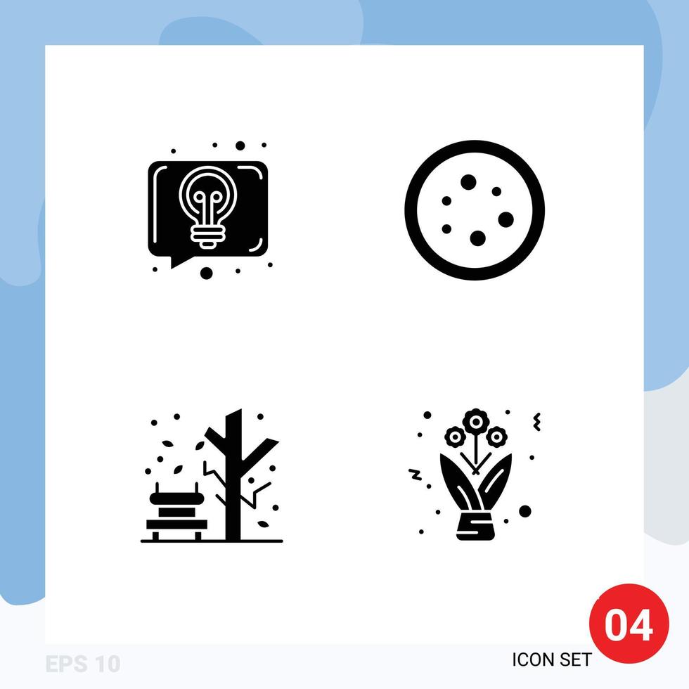 Set of 4 Modern UI Icons Symbols Signs for conversation autumn talk equipment plant Editable Vector Design Elements