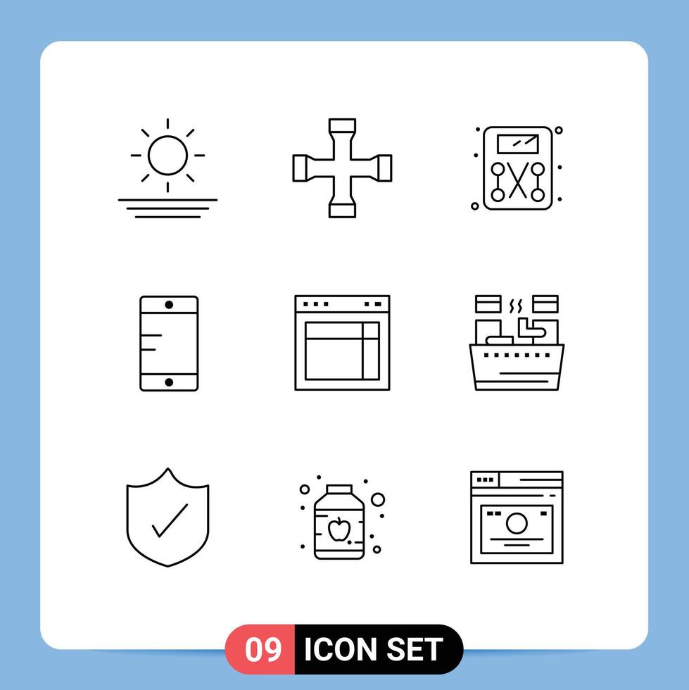 Modern Set of 9 Outlines and symbols such as website site scale layout school Editable Vector Design Elements