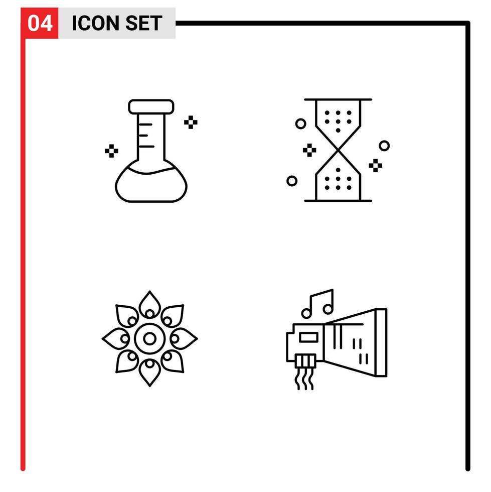 Universal Icon Symbols Group of 4 Modern Filledline Flat Colors of chemical decorate clock ui diwali Editable Vector Design Elements