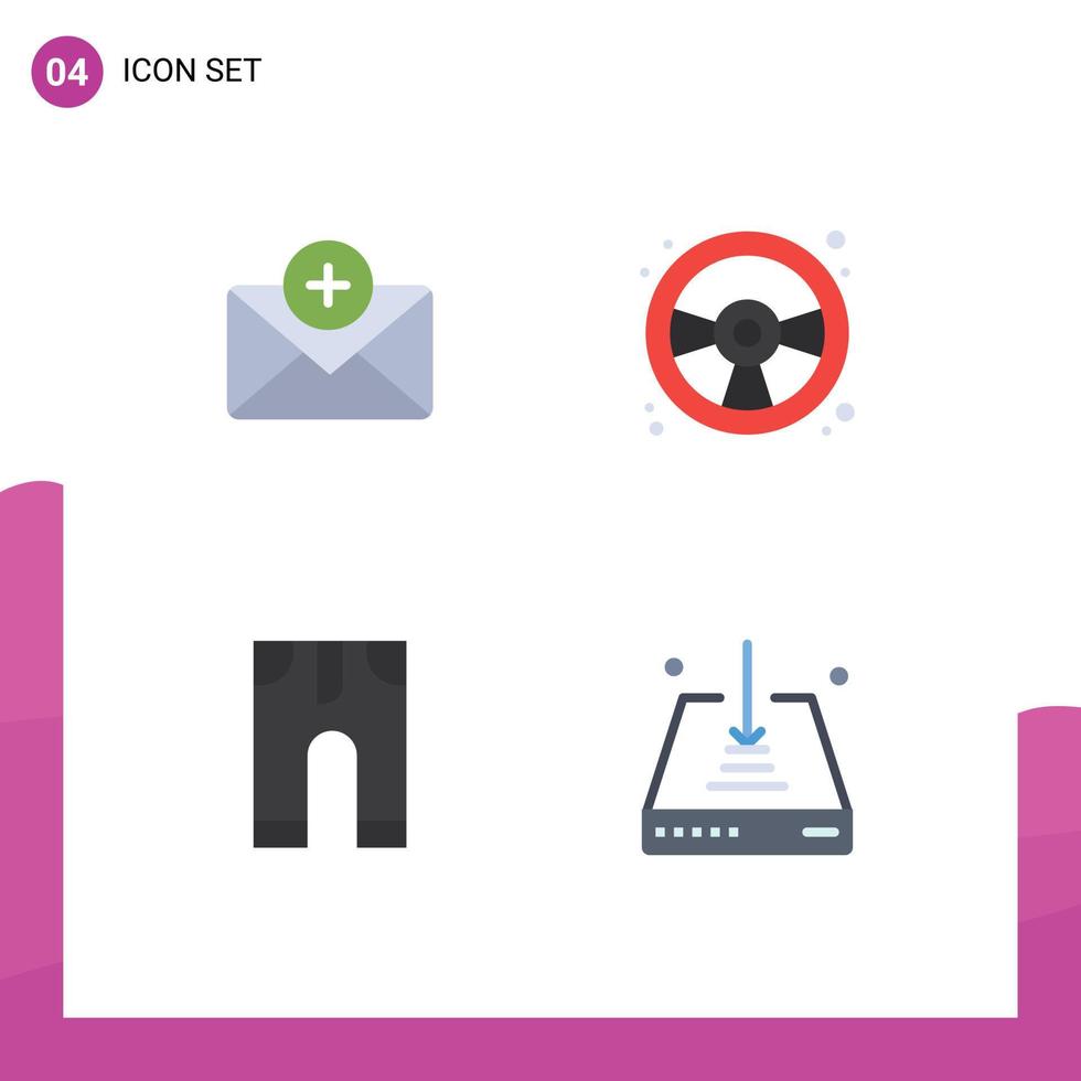 User Interface Pack of 4 Basic Flat Icons of medical pants racing car play arrow Editable Vector Design Elements