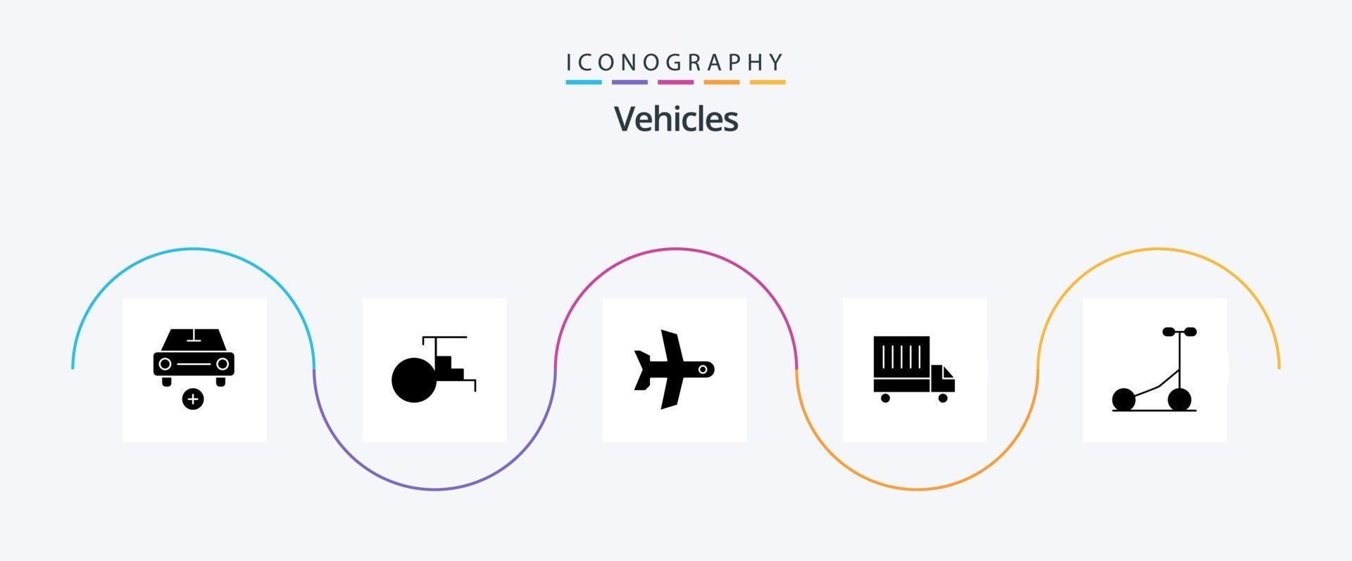 paquete de iconos de glifo 5 de vehículos que incluye deporte. camioneta. vehículos camión. vehículo vector