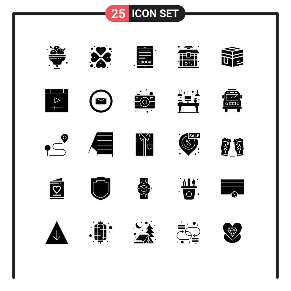 25 User Interface Solid Glyph Pack of modern Signs and Symbols of holy chinese rosebud china architecture Editable Vector Design Elements