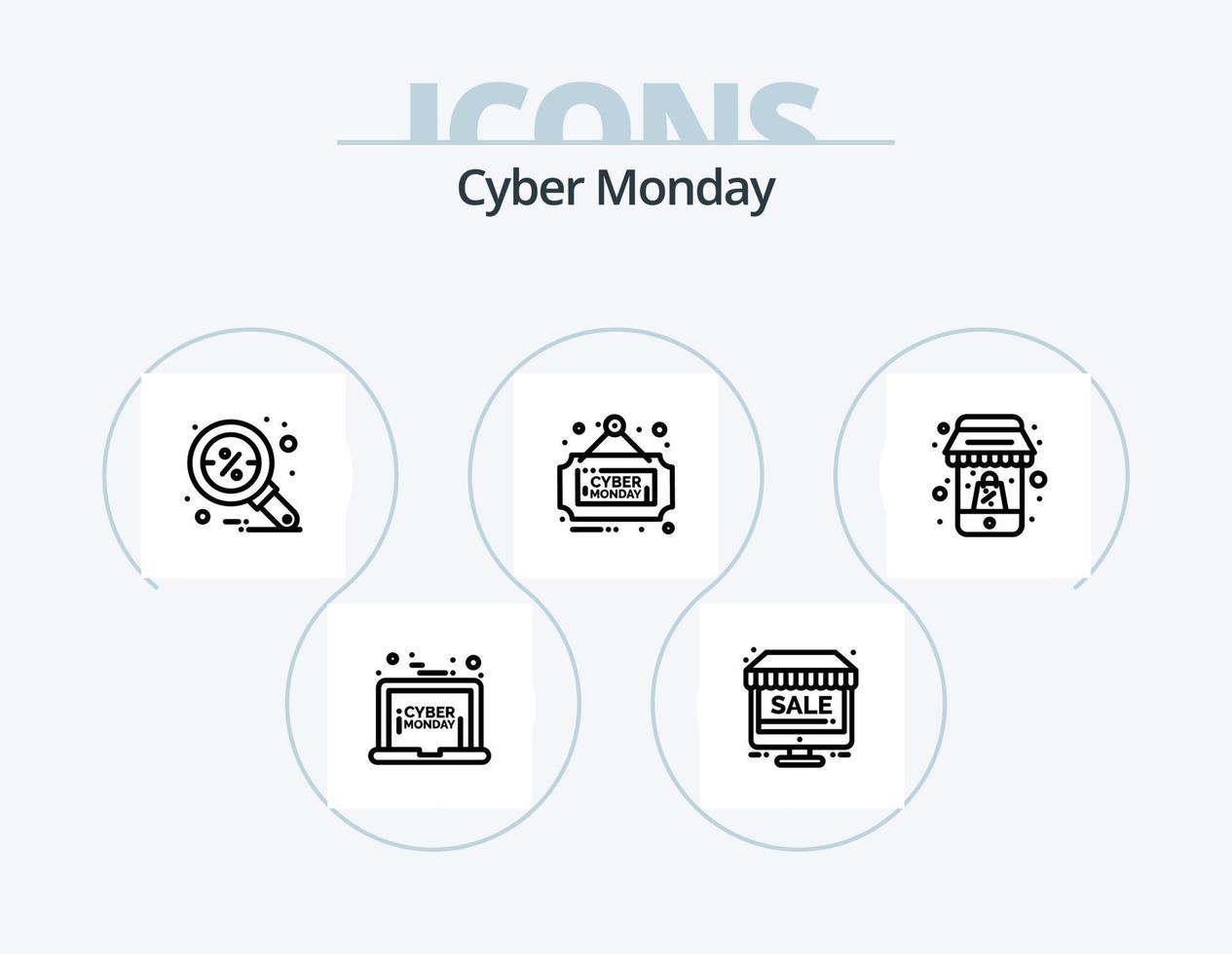 Cyber Monday Line Icon Pack 5 Icon Design. cyber. monday. sale. cyber. package vector