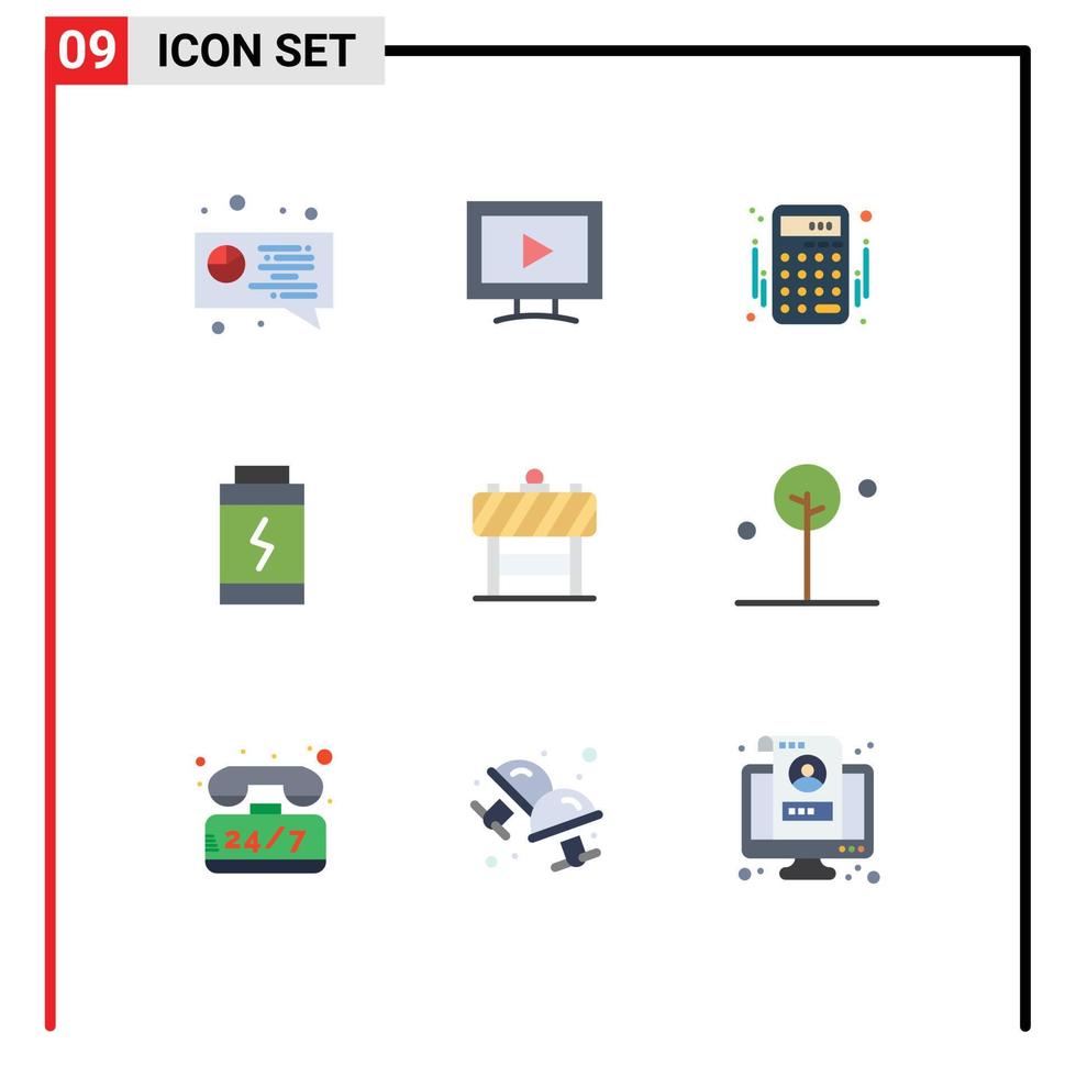 grupo de símbolos de icono universal de 9 colores planos modernos de cuentas de tablero bloqueador carga de signos elementos de diseño de vectores editables