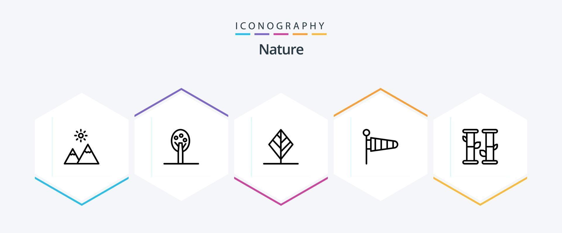 Nature 25 Line icon pack including summer. bamboo. leaf. wind. parachute vector
