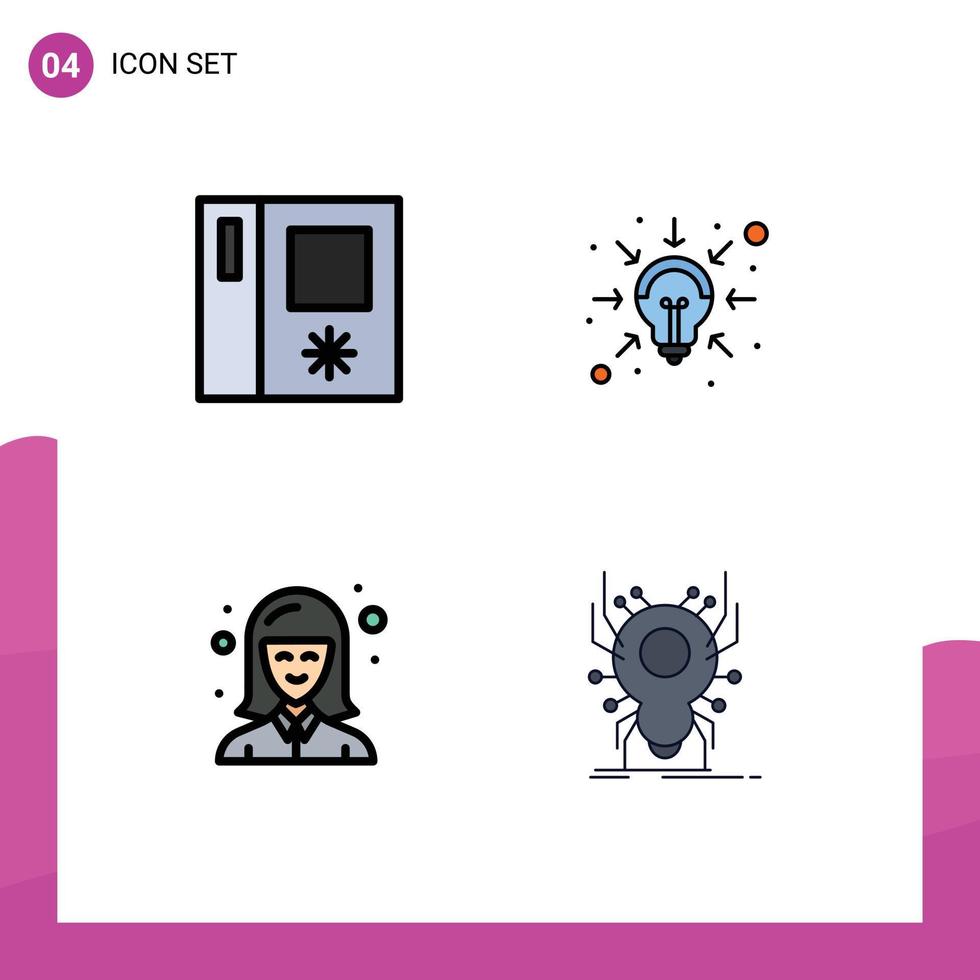 4 Creative Icons Modern Signs and Symbols of fridge student business solutions bug Editable Vector Design Elements