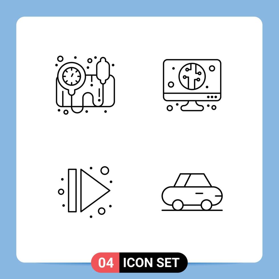 4 Line concept for Websites Mobile and Apps blood pressure operator right digital arrow roadster Editable Vector Design Elements