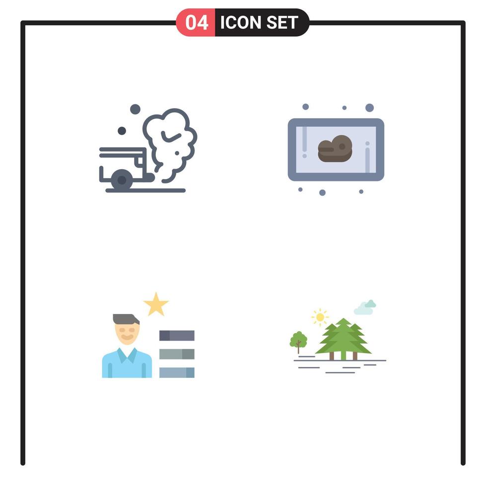 Modern Set of 4 Flat Icons Pictograph of air human resource pollution meat personal Editable Vector Design Elements