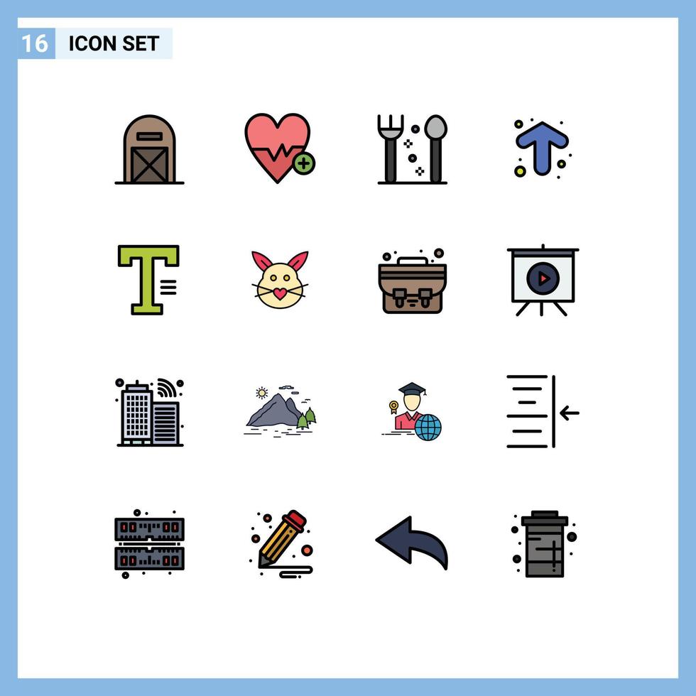 paquete de iconos de vectores de stock de 16 signos y símbolos de línea para la dirección del texto más elementos de diseño de vectores creativos editables con flecha hacia arriba