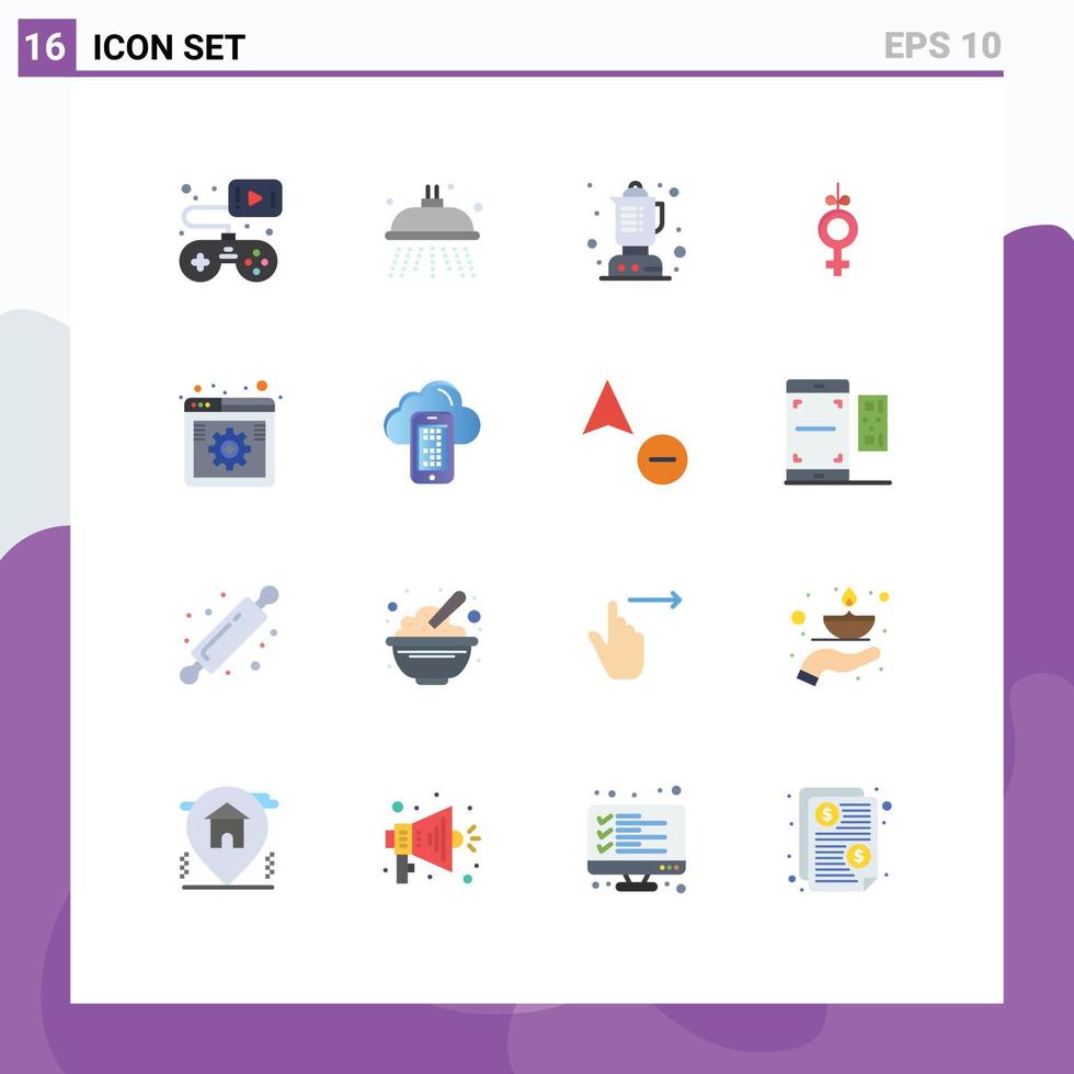 Set of 16 Modern UI Icons Symbols Signs for web option food online ribbon Editable Pack of Creative Vector Design Elements