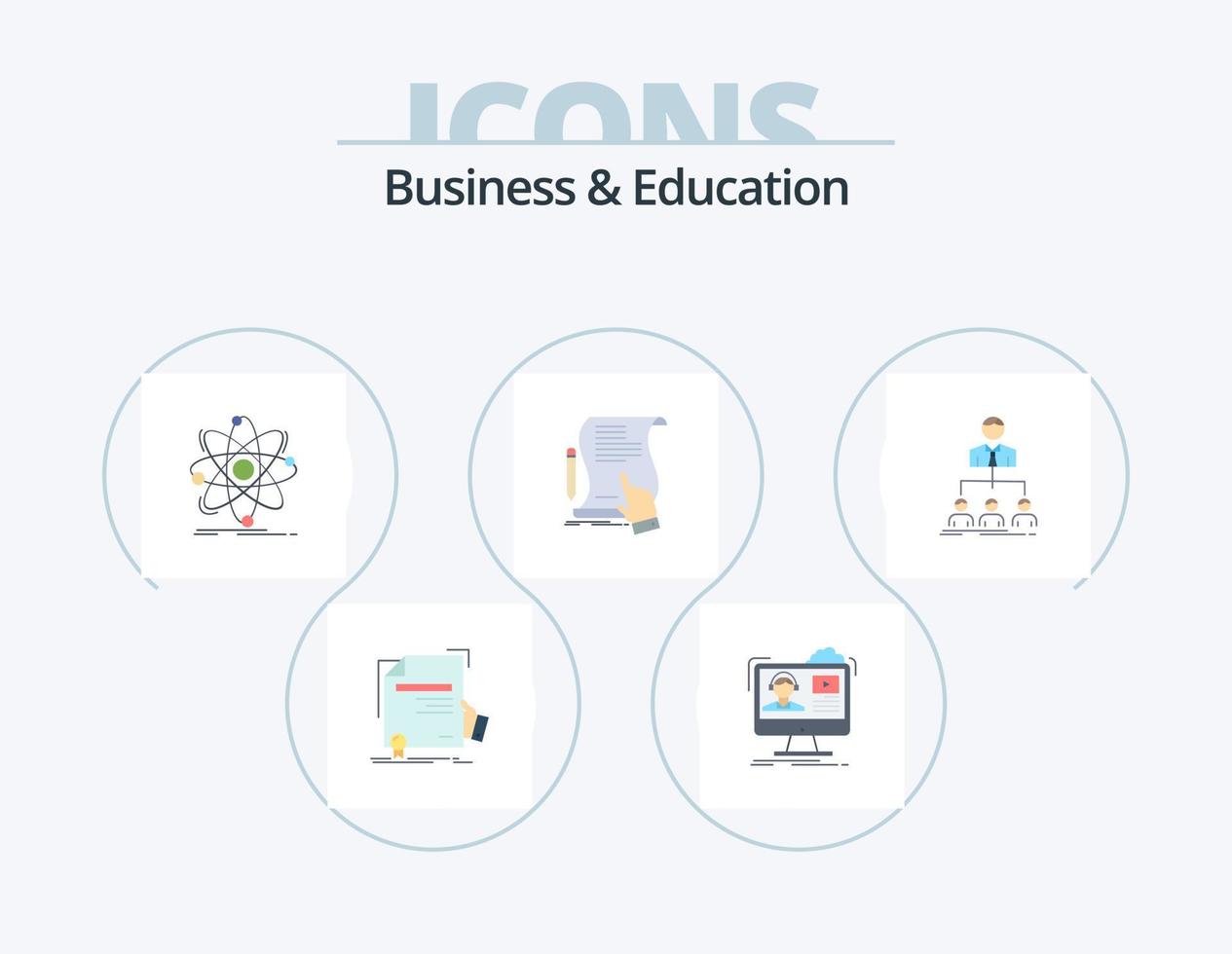 Business And Education Flat Icon Pack 5 Icon Design. paper. contract. online. nuclear. chemistry vector