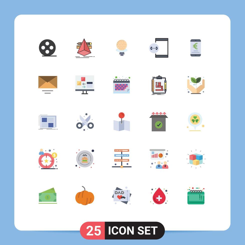 Group of 25 Flat Colors Signs and Symbols for mobile development golf develop app Editable Vector Design Elements