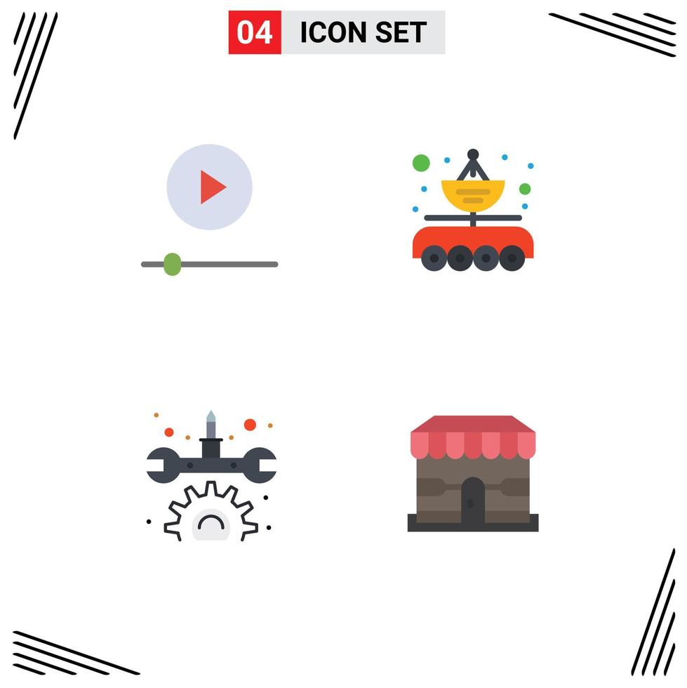 Mobile Interface Flat Icon Set of 4 Pictograms of devices gear technology data transfer repair Editable Vector Design Elements