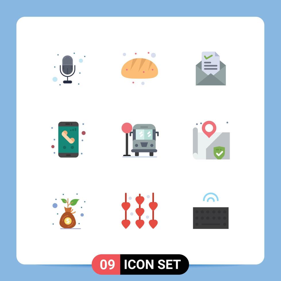 Pack of 9 creative Flat Colors of city phone email mobile app Editable Vector Design Elements