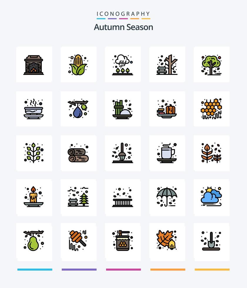 Creative Autumn 25 Line FIlled icon pack  Such As food. hot. rain. bowl. plant vector