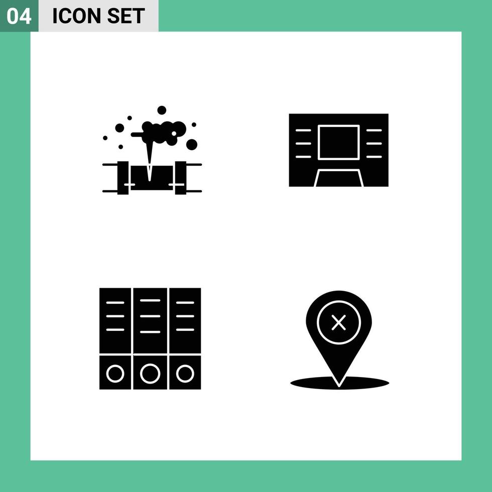 Stock Vector Icon Pack of 4 Line Signs and Symbols for gas location waste archive place Editable Vector Design Elements