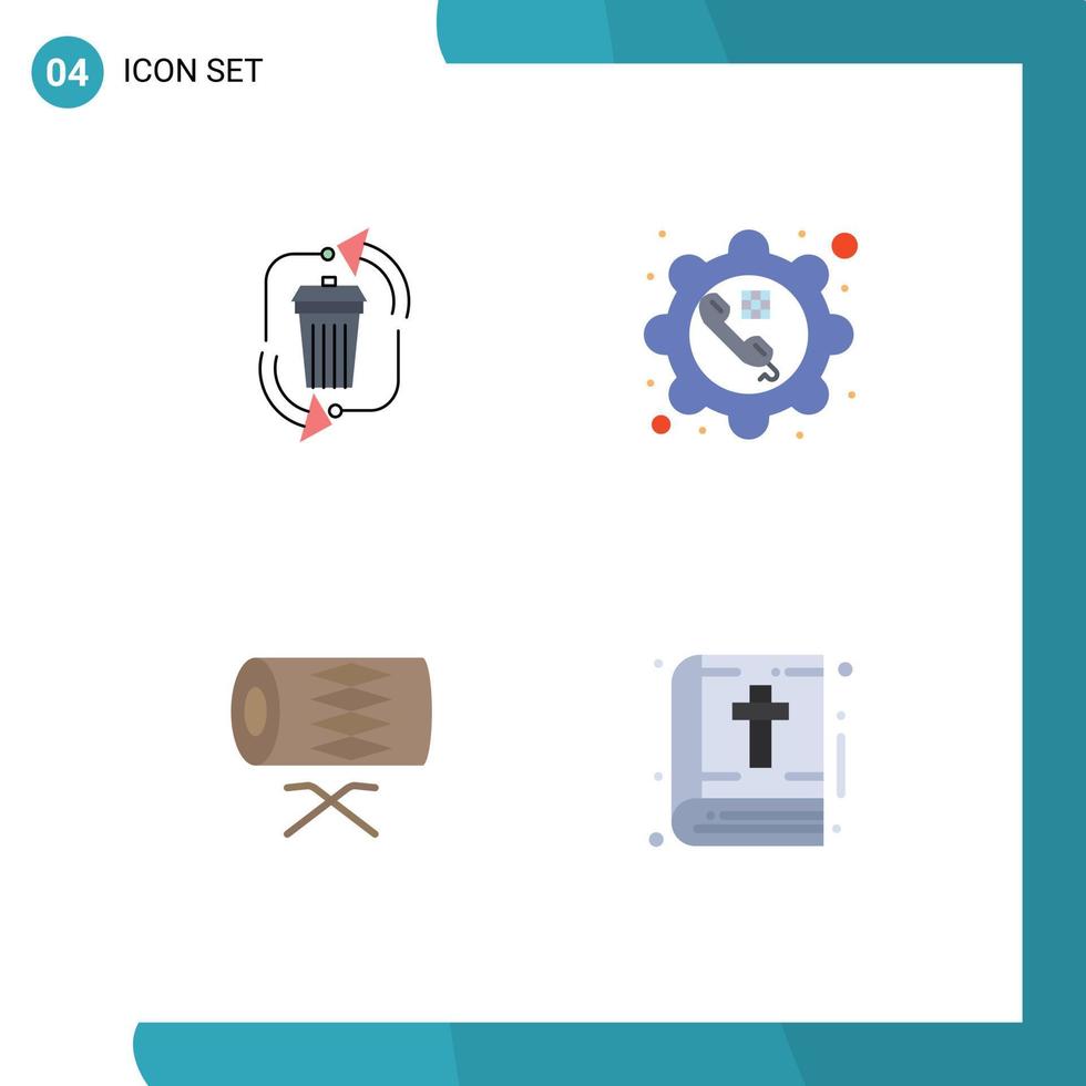 Stock Vector Icon Pack of 4 Line Signs and Symbols for waste phone management call instrument Editable Vector Design Elements