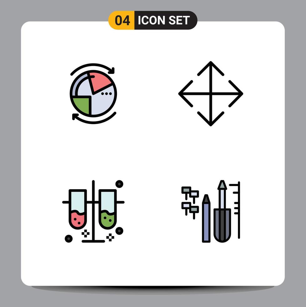 Universal Icon Symbols Group of 4 Modern Filledline Flat Colors of data laboratory network move test tubes Editable Vector Design Elements