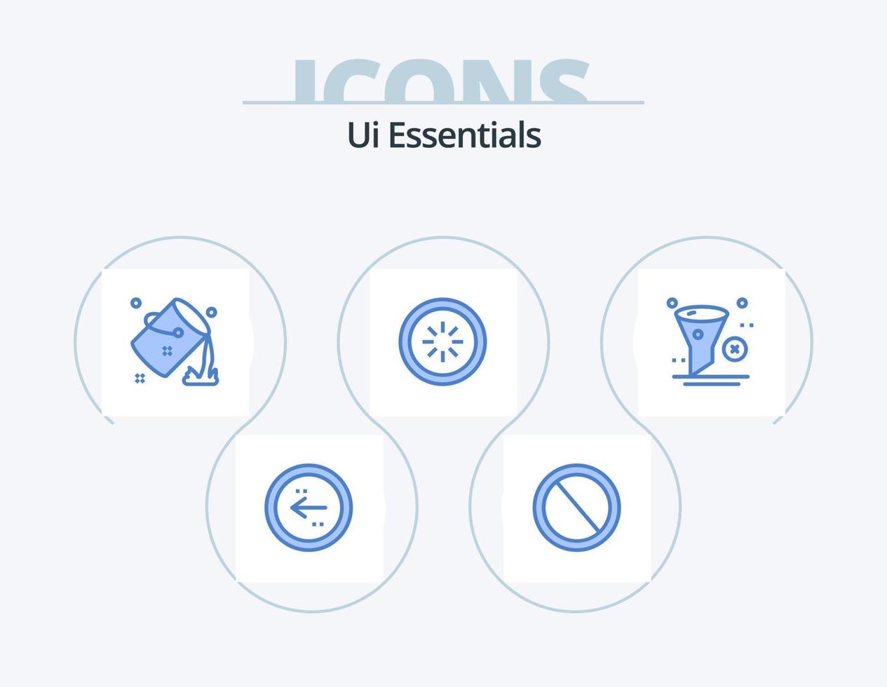 ui essentials blue icon pack 5 diseño de iconos. conexión. buffer. basura. pintar. color vector