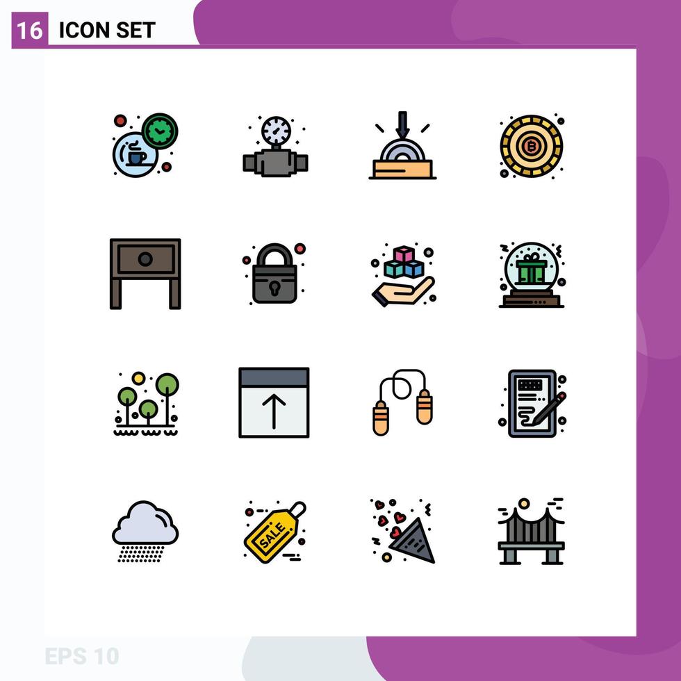 16 Thematic Vector Flat Color Filled Lines and Editable Symbols of household end business token blockchain Editable Creative Vector Design Elements