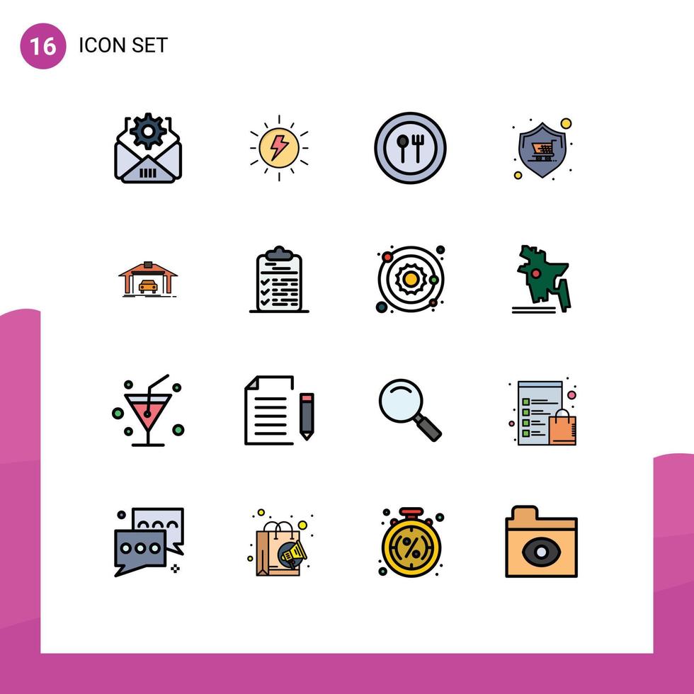 Set of 16 Modern UI Icons Symbols Signs for building warranty fork store shop Editable Creative Vector Design Elements