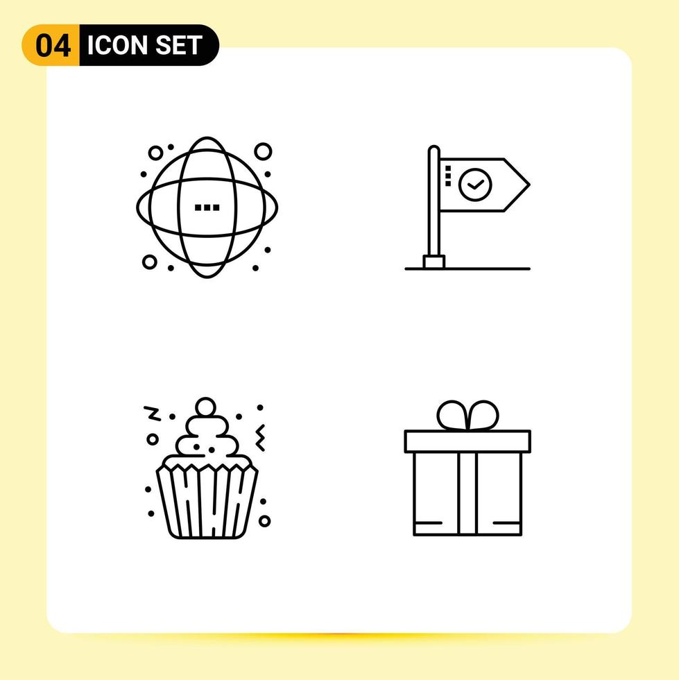 4 Creative Icons Modern Signs and Symbols of data goal network achieve sign Editable Vector Design Elements