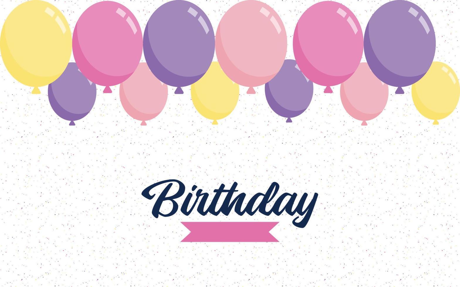 Happy Birthday lettering text banner with balloon Background vector