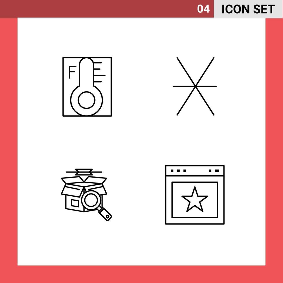 4 User Interface Line Pack of modern Signs and Symbols of cloud box sun roman online search Editable Vector Design Elements