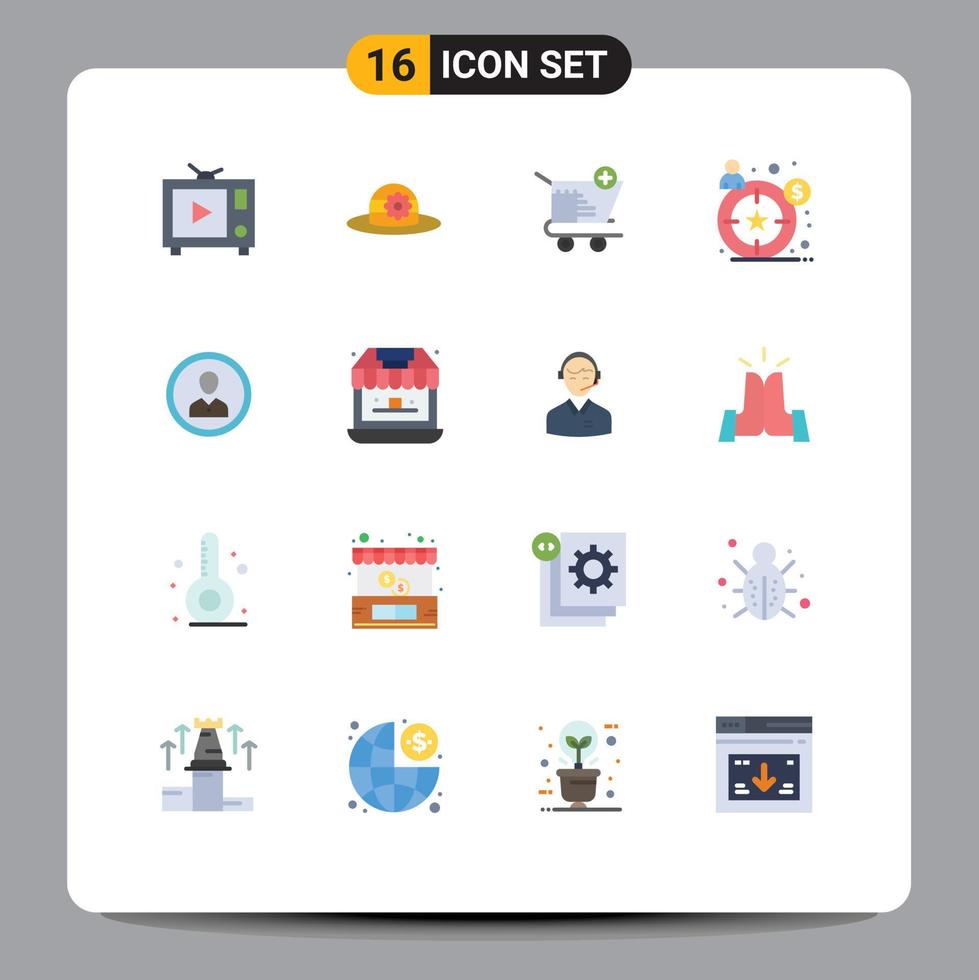 16 Creative Icons Modern Signs and Symbols of person man shop human target Editable Pack of Creative Vector Design Elements