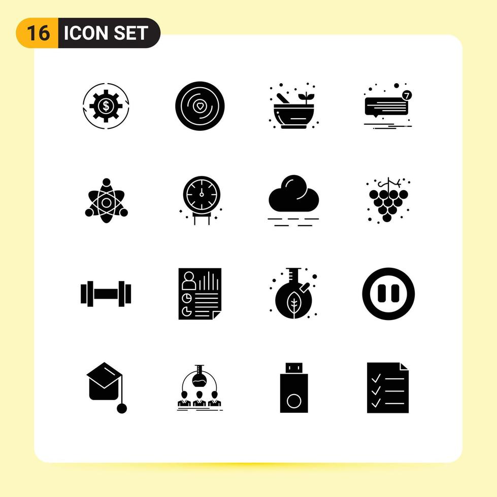 16 iconos creativos signos y símbolos modernos de mensaje de voz corazón chat ciencia elementos de diseño vectorial editables vector