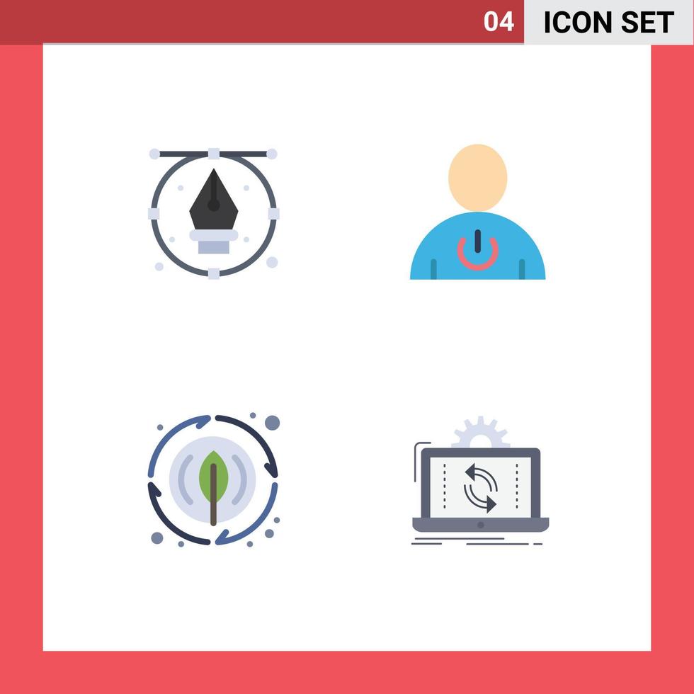 Mobile Interface Flat Icon Set of 4 Pictograms of art standby pen body leaf Editable Vector Design Elements