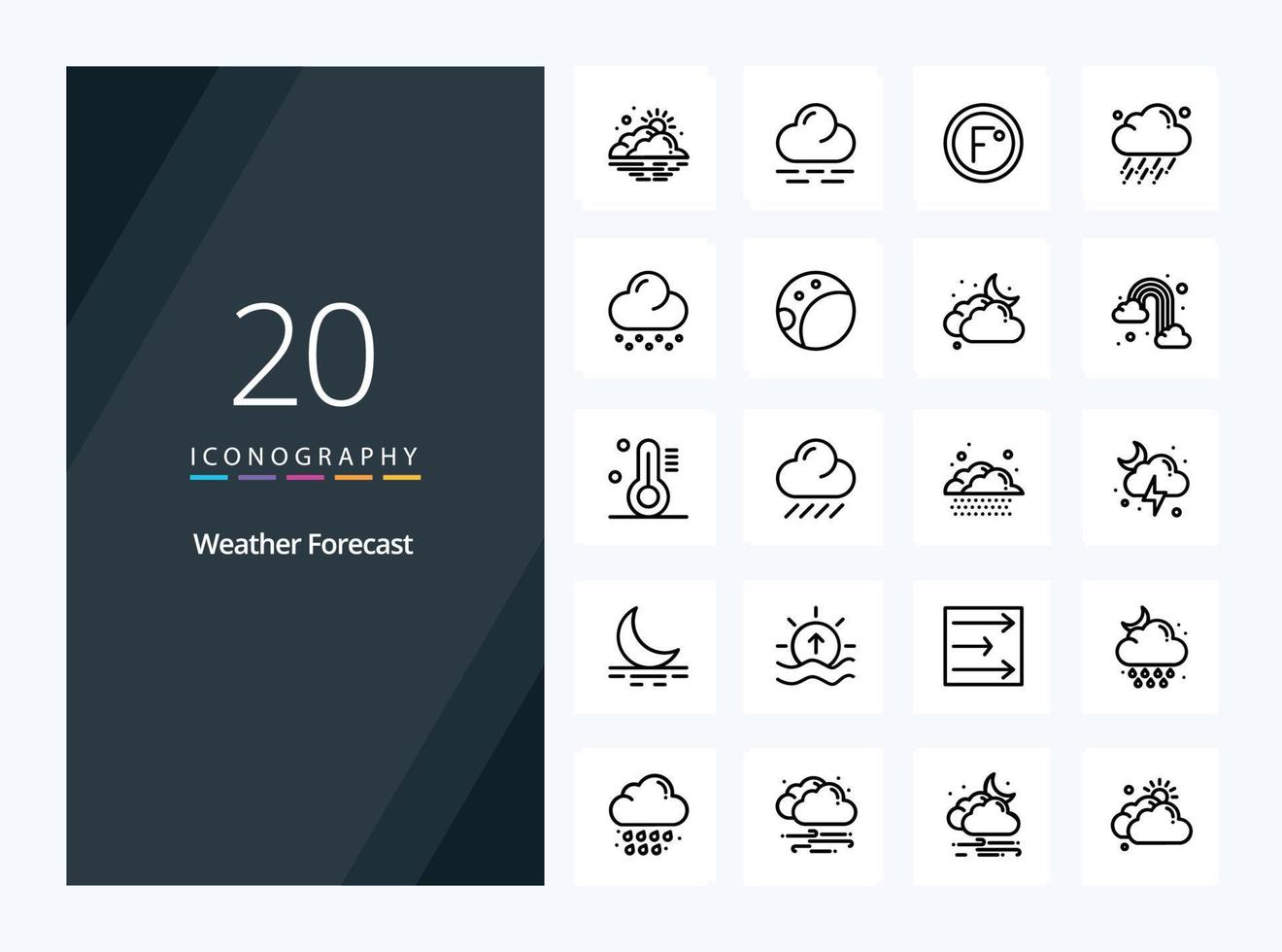 20 Weather Outline icon for presentation vector